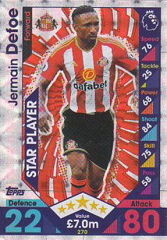 Jermain Defoe Sunderland 2016/17 Topps Match Attax Star Player #270